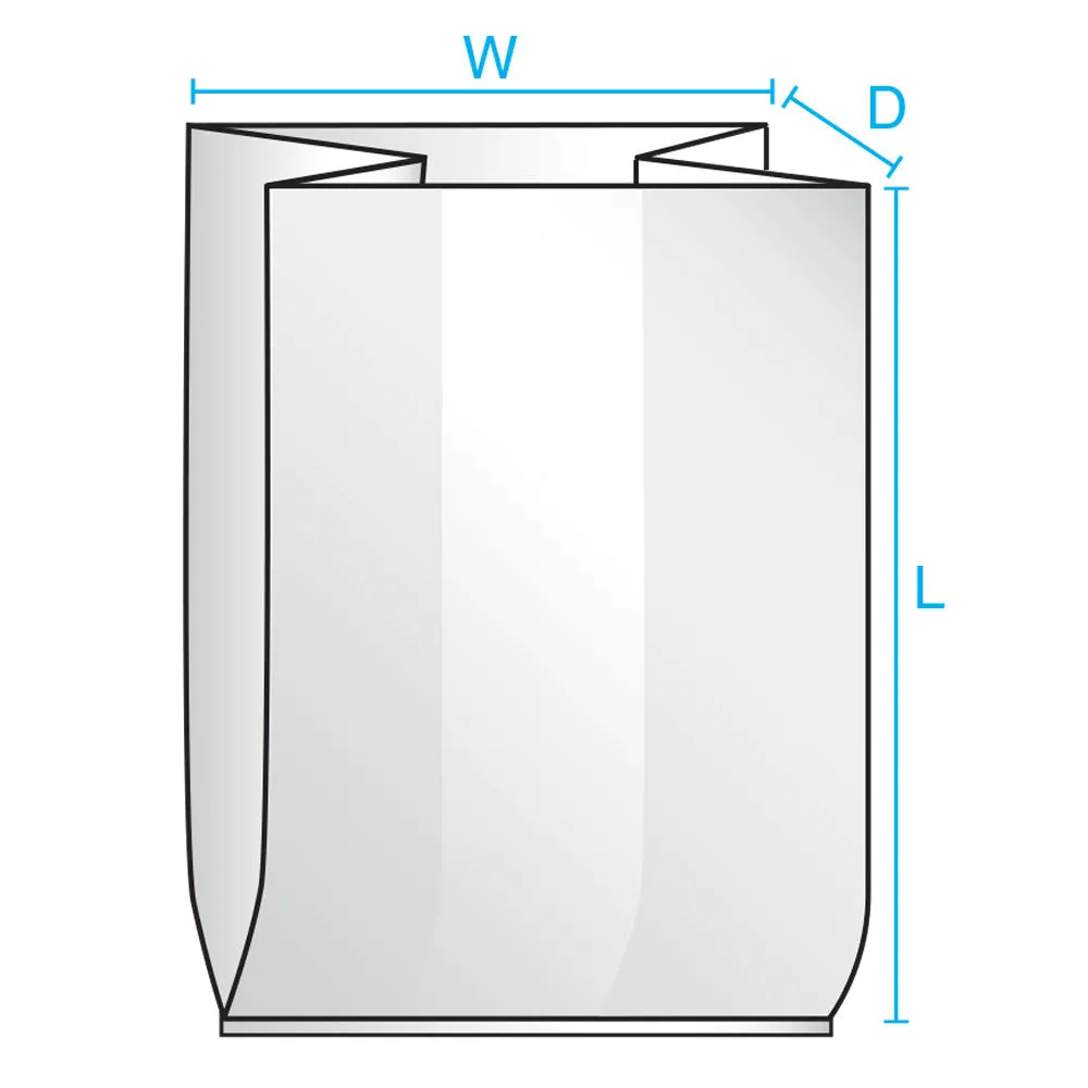 10" x 8" x 24" x 1.5 mil Clear Eco-Manufactured Plastic Side-Gusseted Bags (Case of 1,000)