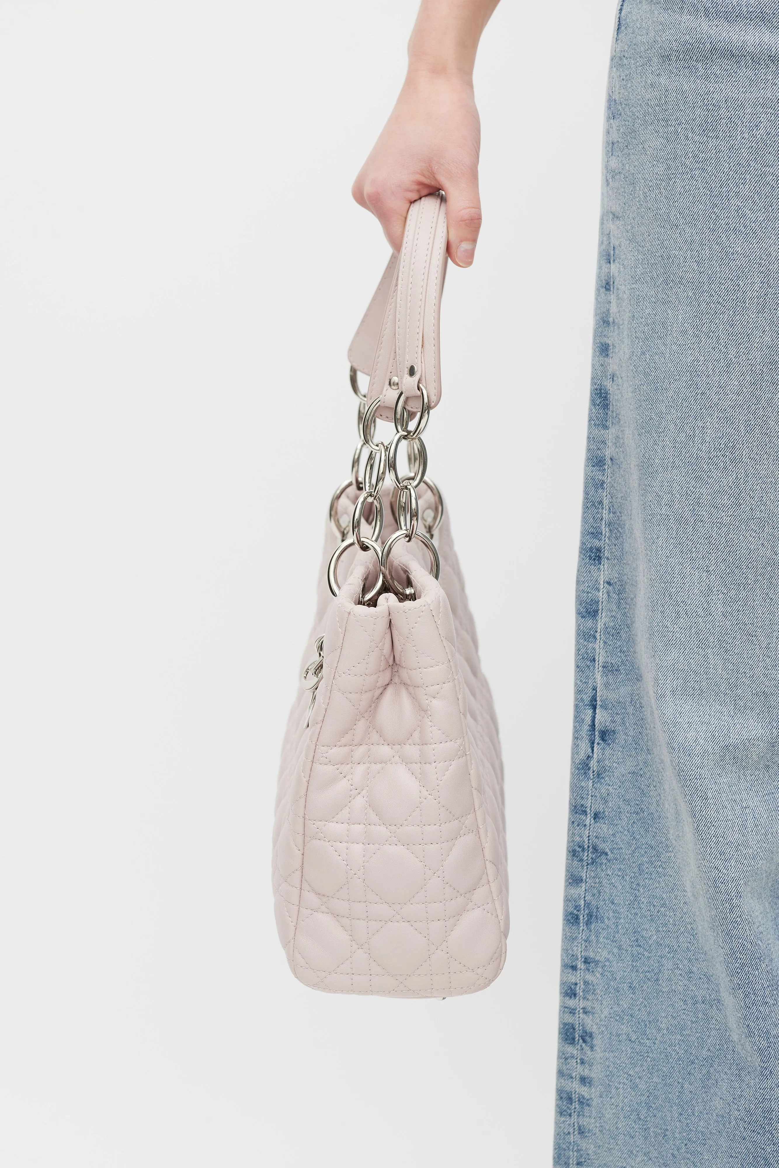 2011 Pink Quilted Leather Soft Shopping Tote Bag