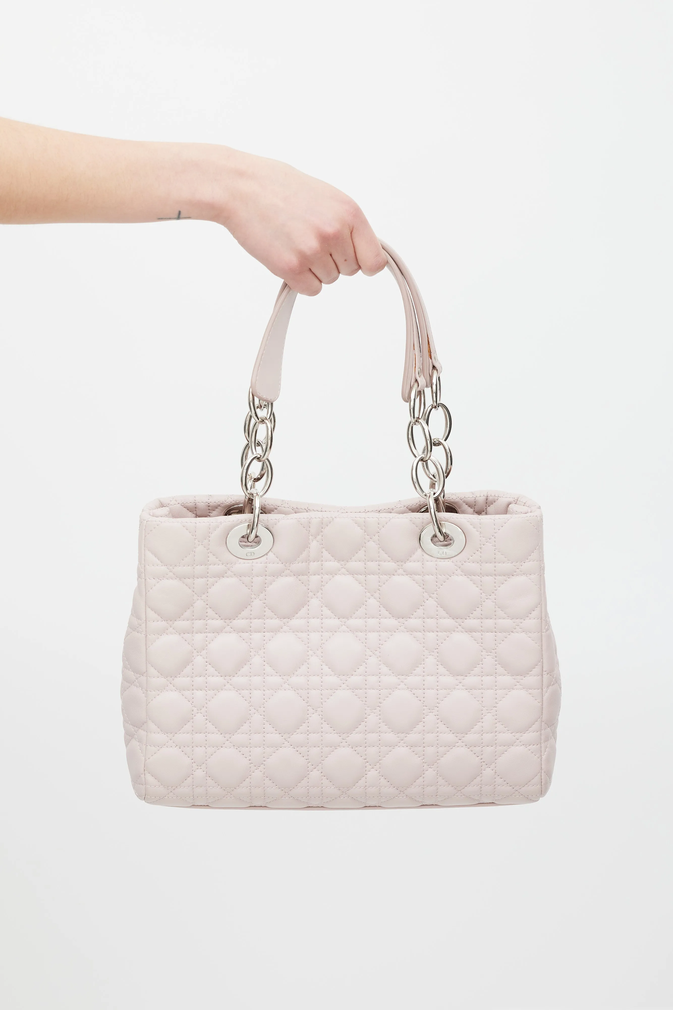 2011 Pink Quilted Leather Soft Shopping Tote Bag