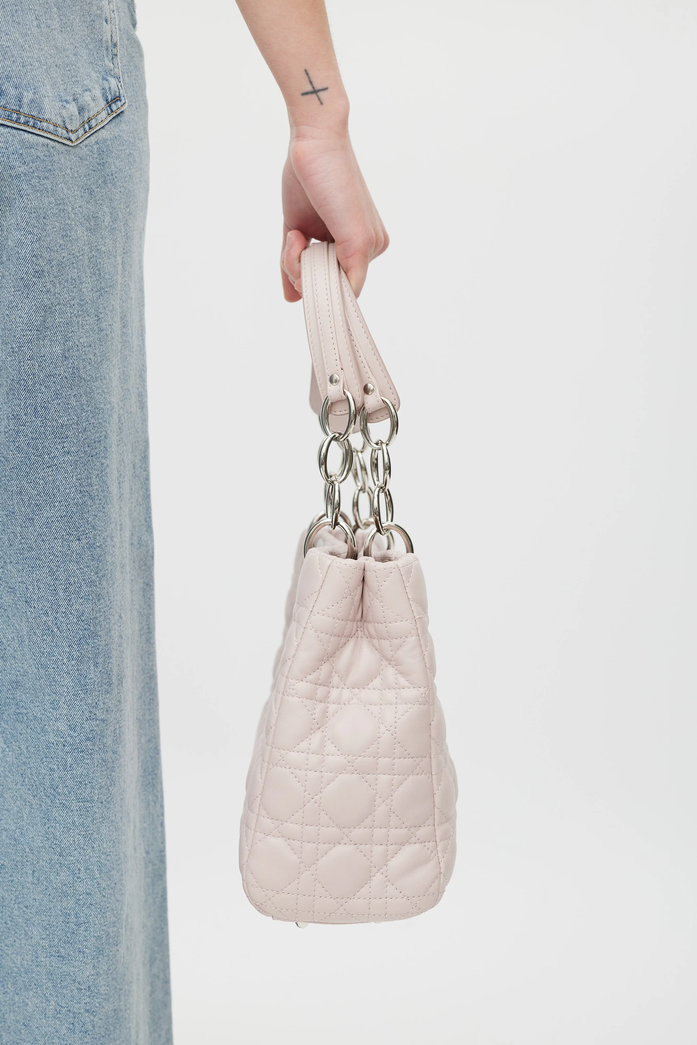 2011 Pink Quilted Leather Soft Shopping Tote Bag