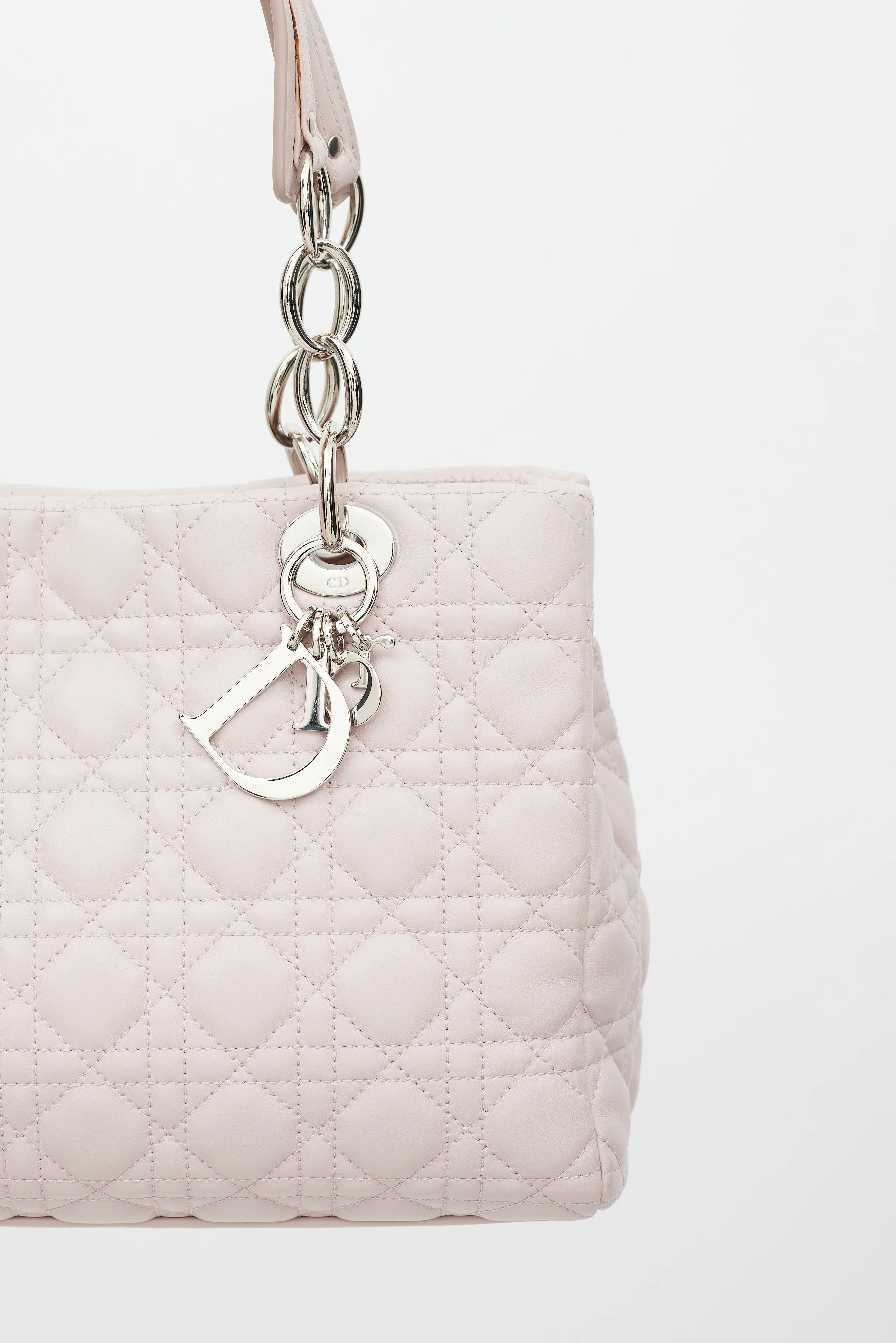 2011 Pink Quilted Leather Soft Shopping Tote Bag