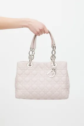 2011 Pink Quilted Leather Soft Shopping Tote Bag