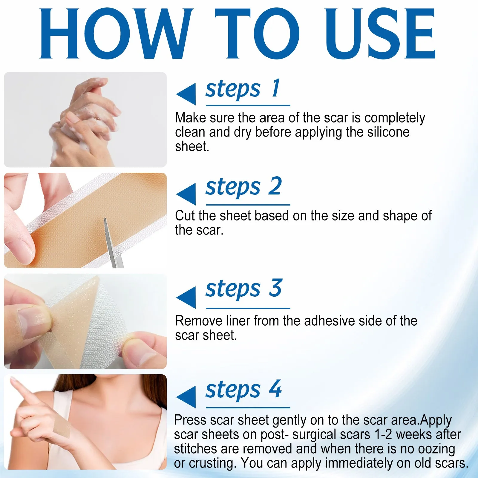 ALIVER Silicone Scar Sheets, Silicone Scar Tape-1.8”x120”, Scar Removal Strips for Acne Scars C-Section & Keloid Surgery Scars Sheets - 6-8 Month Supply