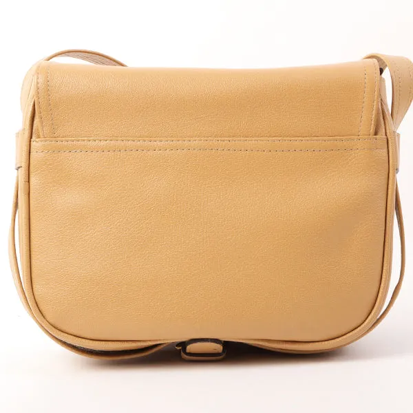 Celine Logo Embossed Shoulder Bag Beige