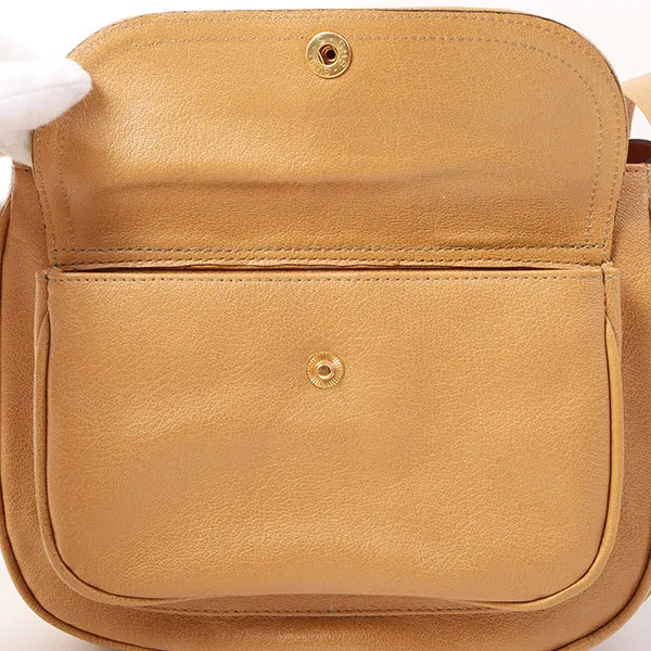 Celine Logo Embossed Shoulder Bag Beige