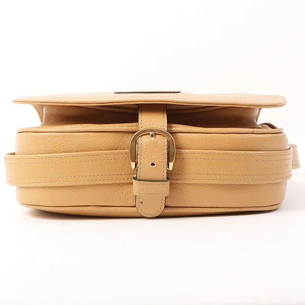Celine Logo Embossed Shoulder Bag Beige