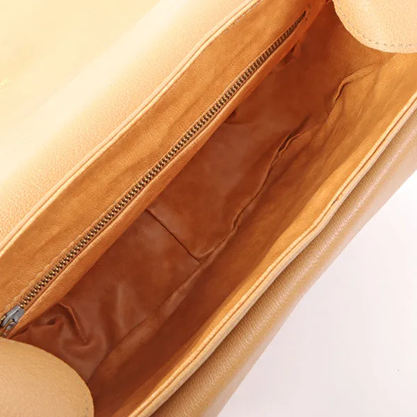 Celine Logo Embossed Shoulder Bag Beige