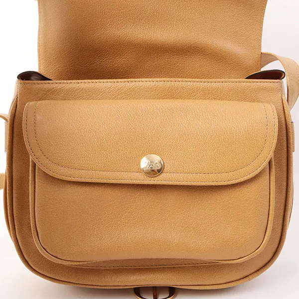 Celine Logo Embossed Shoulder Bag Beige