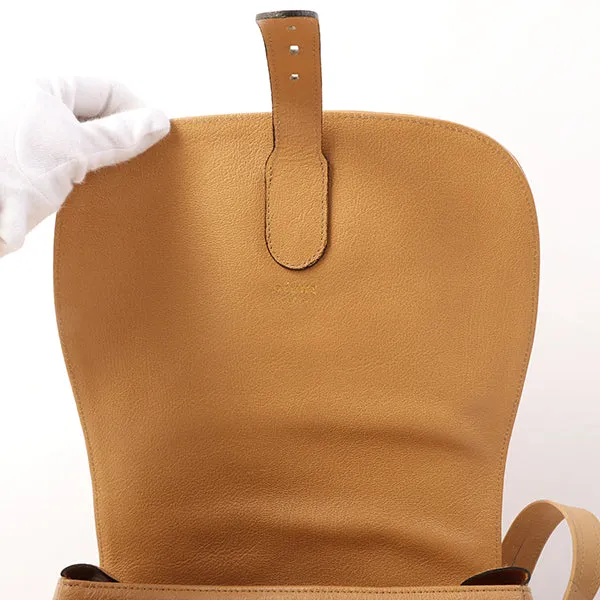 Celine Logo Embossed Shoulder Bag Beige