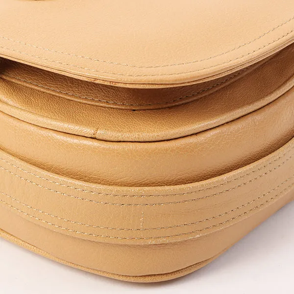 Celine Logo Embossed Shoulder Bag Beige