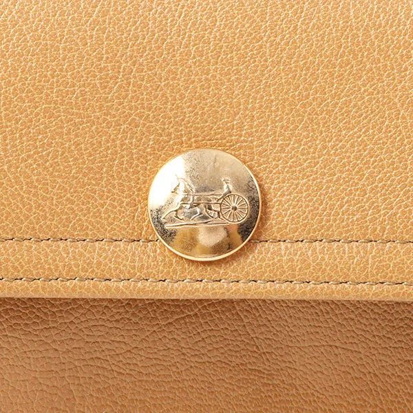 Celine Logo Embossed Shoulder Bag Beige