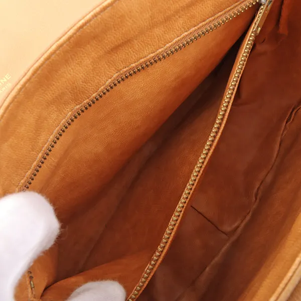 Celine Logo Embossed Shoulder Bag Beige