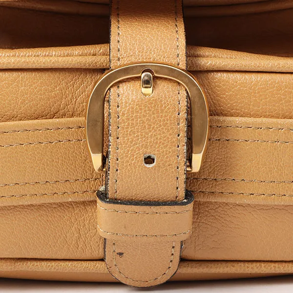 Celine Logo Embossed Shoulder Bag Beige