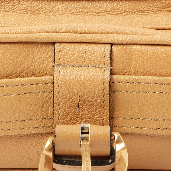 Celine Logo Embossed Shoulder Bag Beige