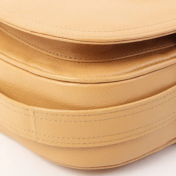 Celine Logo Embossed Shoulder Bag Beige