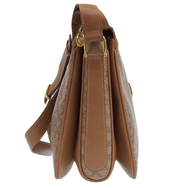 Celine Macadam Pattern Logo Plate Shoulder Bag Beige/Brown