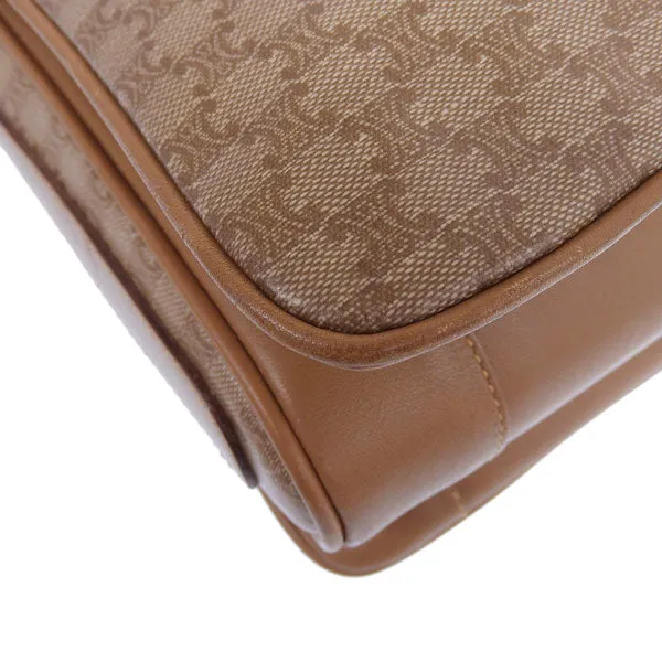 Celine Macadam Pattern Logo Plate Shoulder Bag Beige/Brown