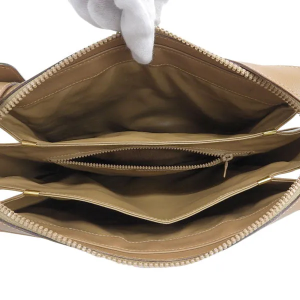 Celine Macadam Pattern Logo Plate Shoulder Bag Beige/Brown