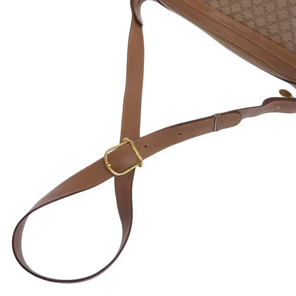 Celine Macadam Pattern Logo Plate Shoulder Bag Beige/Brown