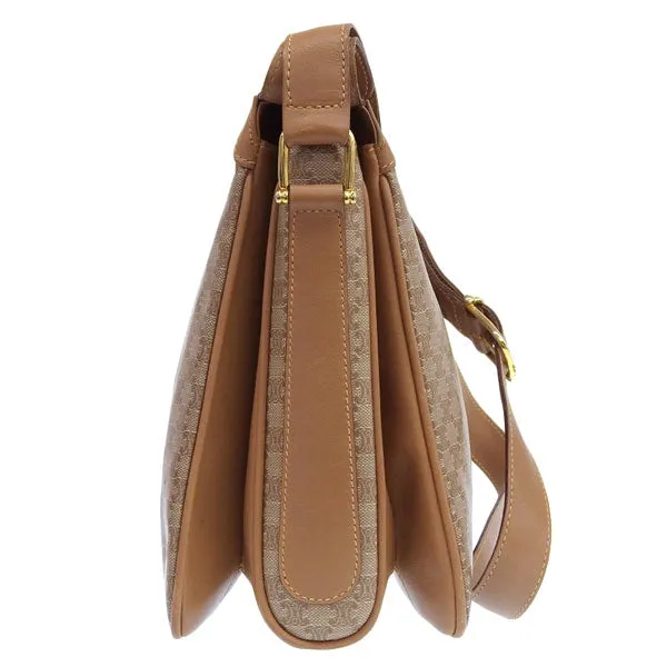 Celine Macadam Pattern Logo Plate Shoulder Bag Beige/Brown