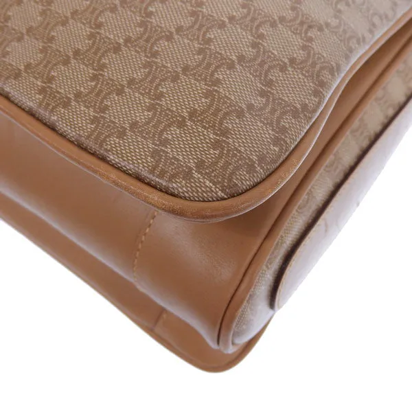 Celine Macadam Pattern Logo Plate Shoulder Bag Beige/Brown