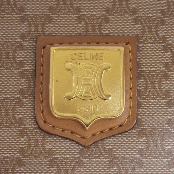 Celine Macadam Pattern Logo Plate Shoulder Bag Beige/Brown
