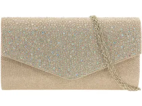 Champagne Gold Crystal Clutch Bag