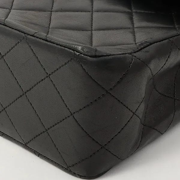 Chanel 1990 Made Classic Flap Matelasse Plate Chain Hand Bag Black
