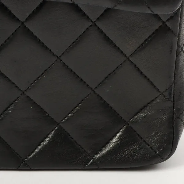Chanel 1990 Made Classic Flap Matelasse Plate Chain Hand Bag Black