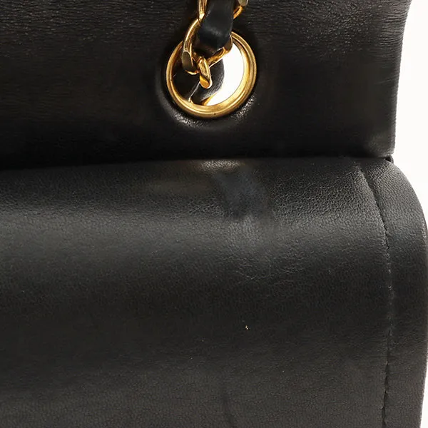 Chanel 1990 Made Classic Flap Matelasse Plate Chain Hand Bag Black