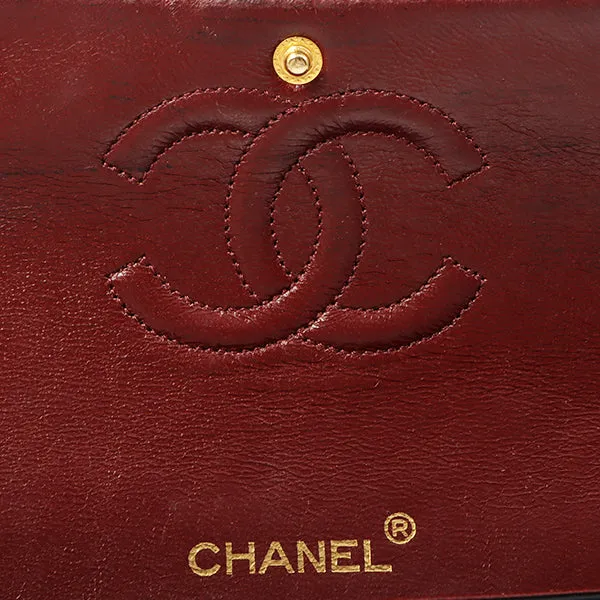 Chanel 1990 Made Classic Flap Matelasse Plate Chain Hand Bag Black
