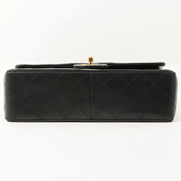 Chanel 1990 Made Classic Flap Matelasse Plate Chain Hand Bag Black