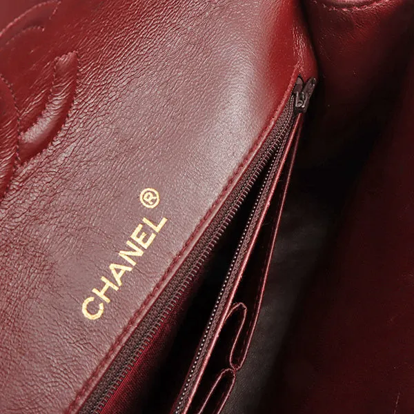 Chanel 1990 Made Classic Flap Matelasse Plate Chain Hand Bag Black