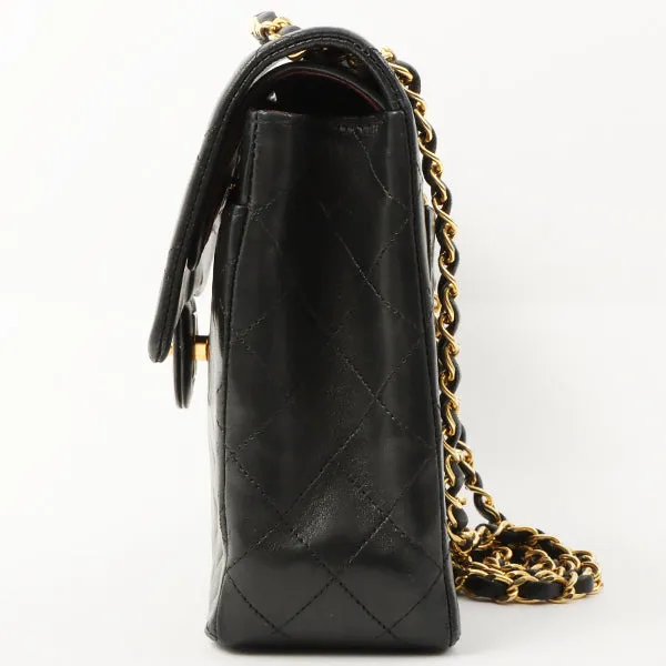Chanel 1990 Made Classic Flap Matelasse Plate Chain Hand Bag Black