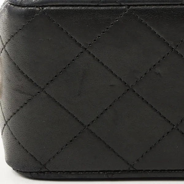 Chanel 1990 Made Classic Flap Matelasse Plate Chain Hand Bag Black