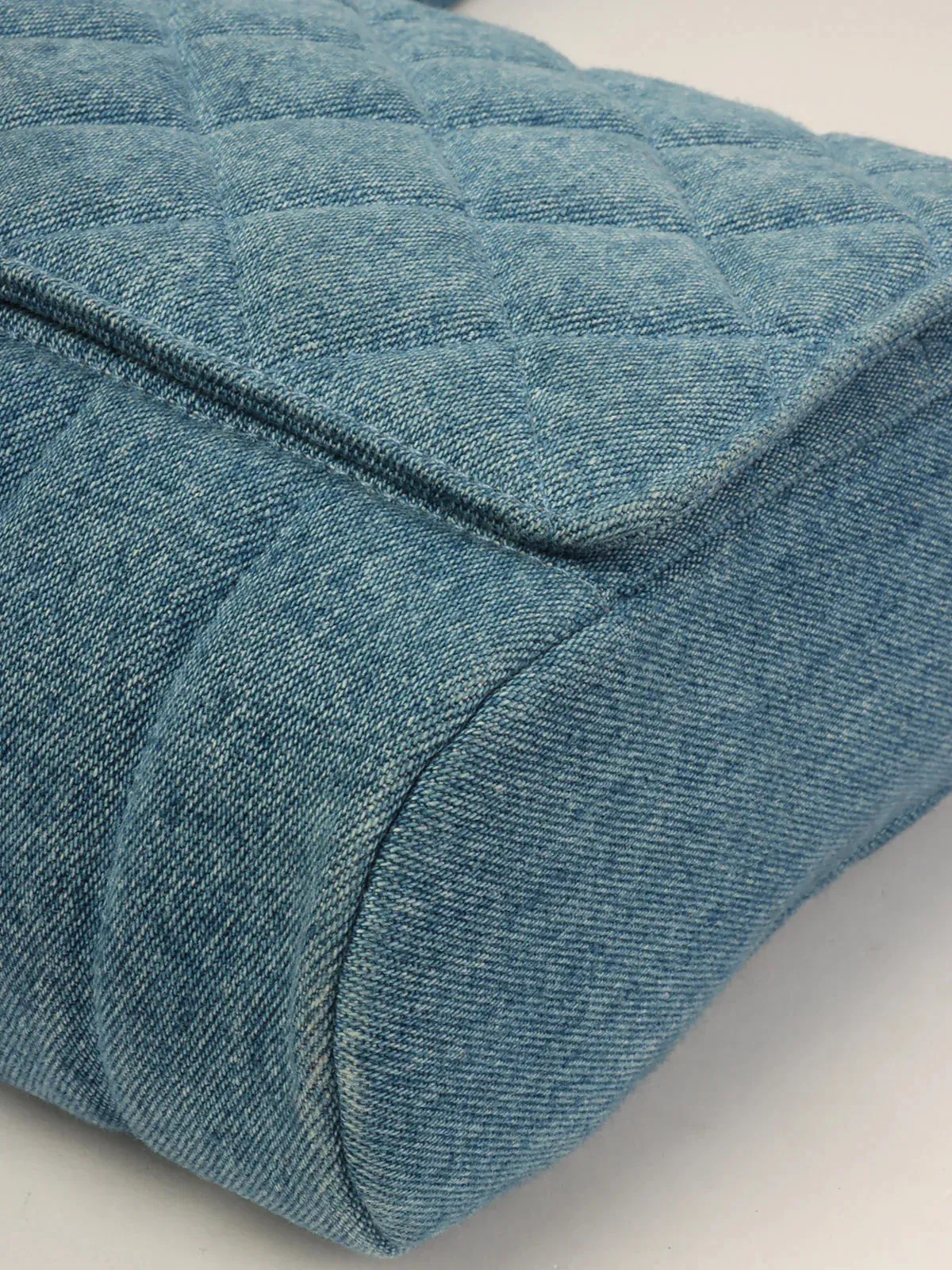 CHANEL Around 1990 Made Denim Turn-Lock Shoulder Bag Indigo