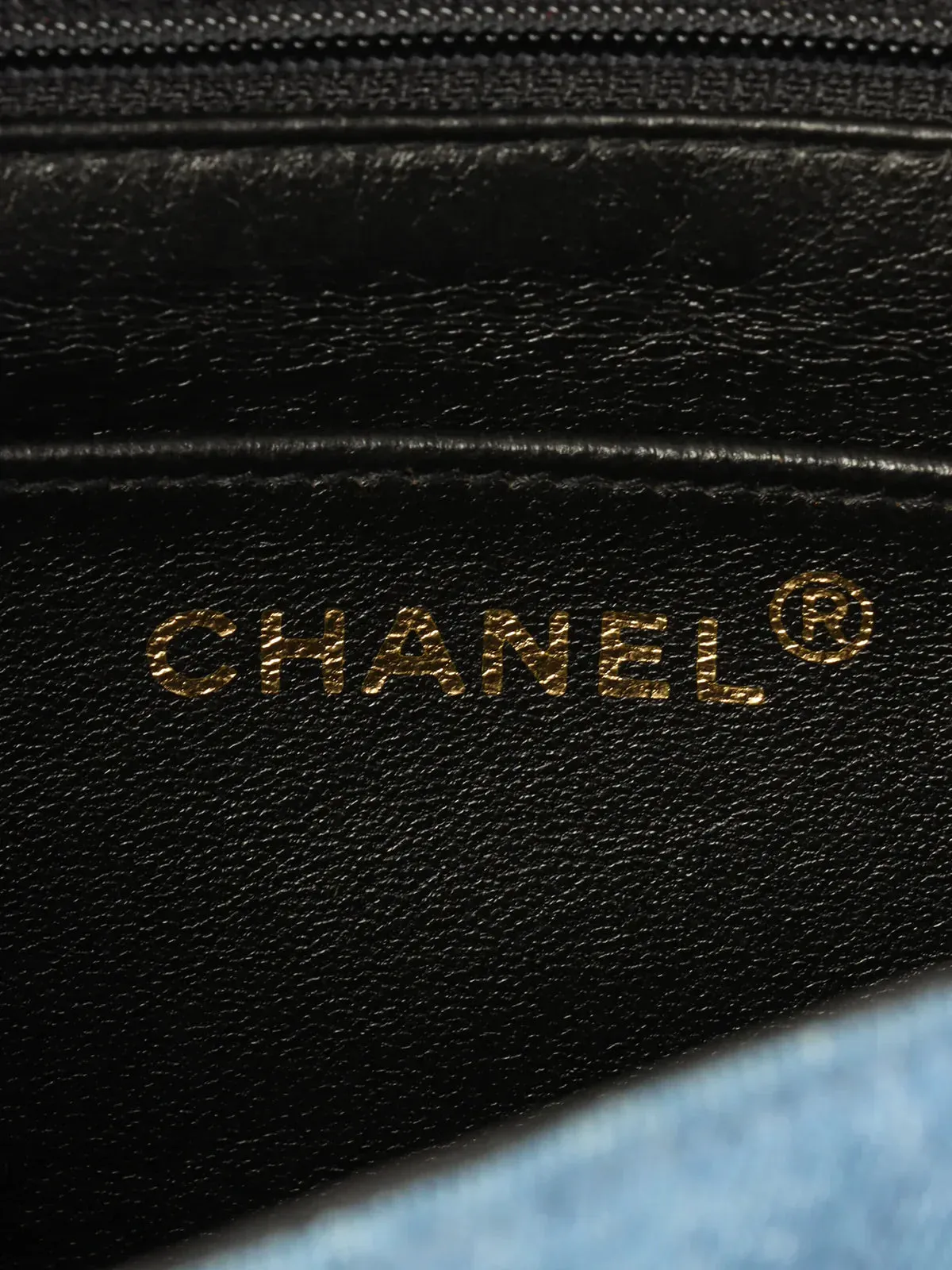 CHANEL Around 1990 Made Denim Turn-Lock Shoulder Bag Indigo