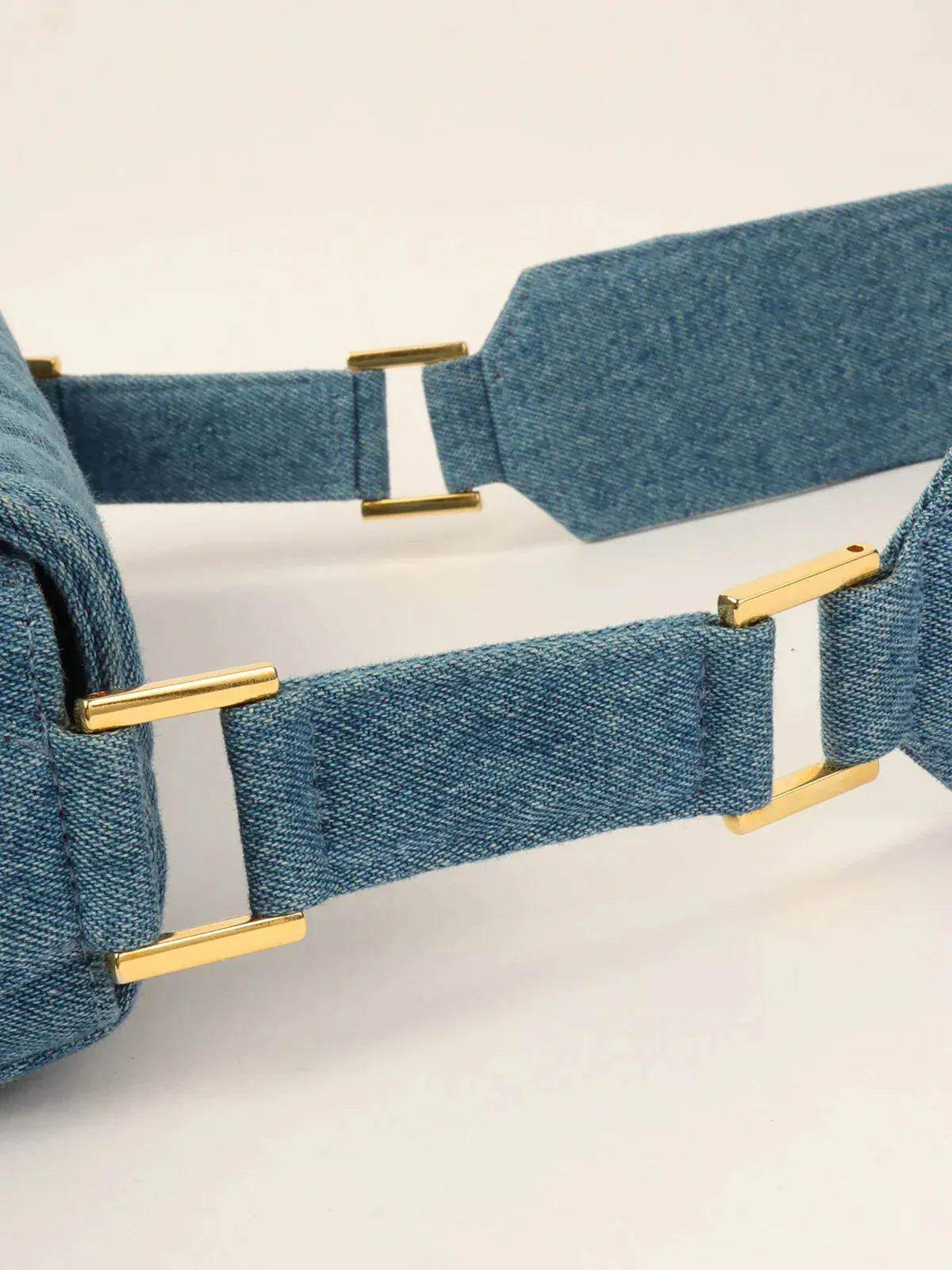 CHANEL Around 1990 Made Denim Turn-Lock Shoulder Bag Indigo