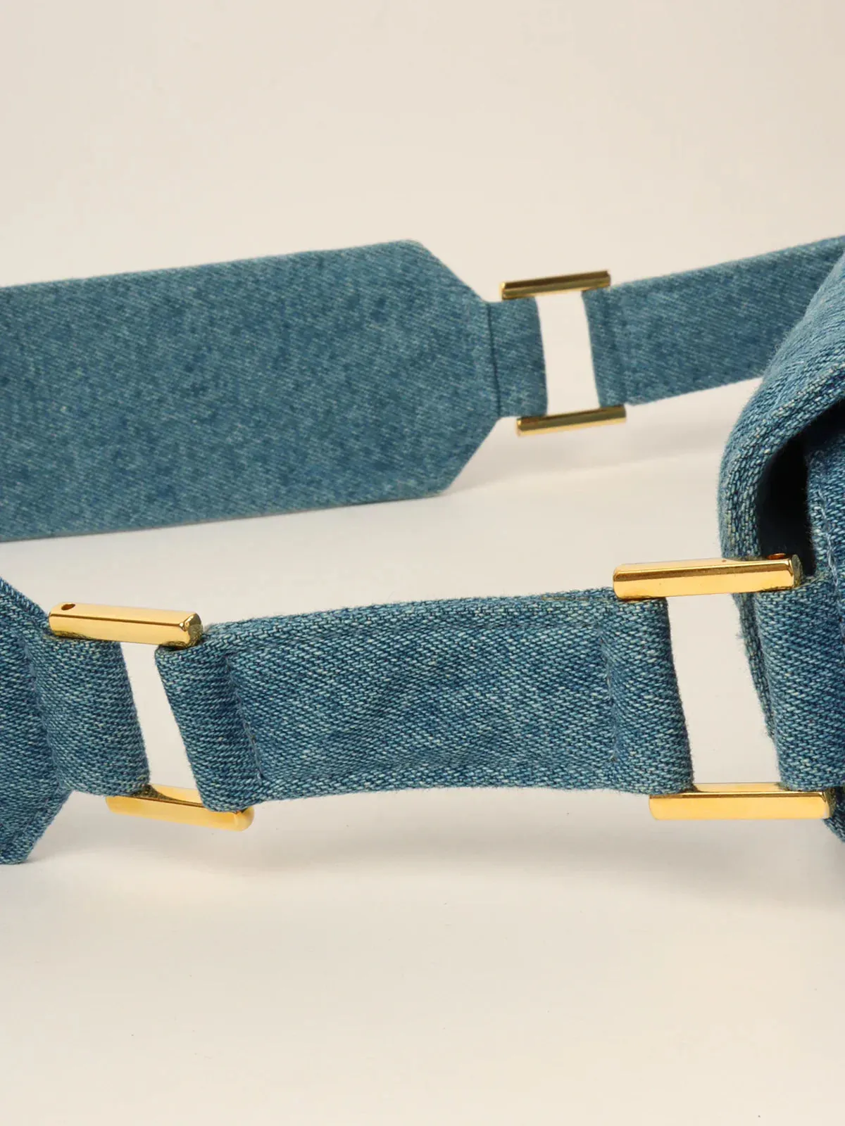 CHANEL Around 1990 Made Denim Turn-Lock Shoulder Bag Indigo