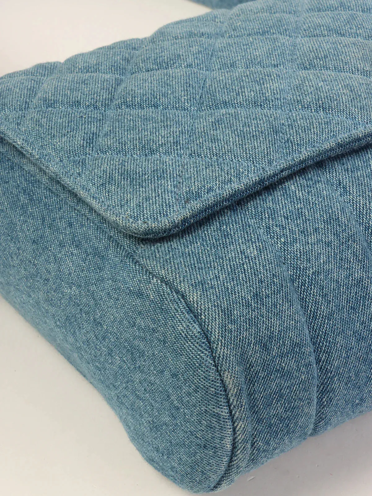 CHANEL Around 1990 Made Denim Turn-Lock Shoulder Bag Indigo