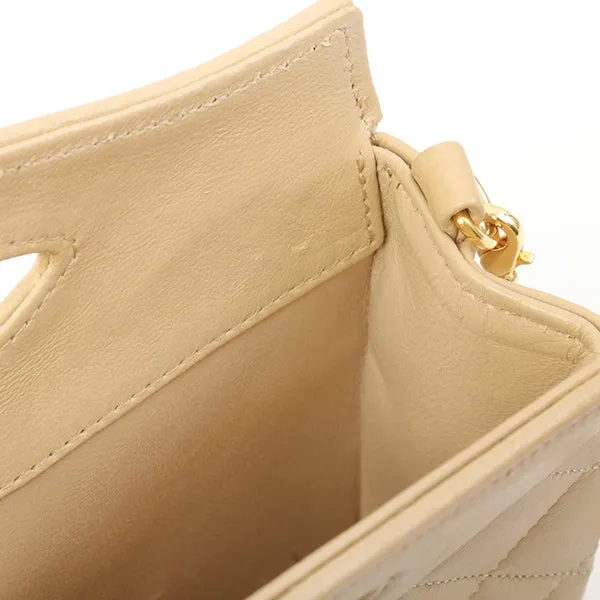 Chanel Around 1990 Made Turn-Lock Mini 2Way Chain Bag Beige
