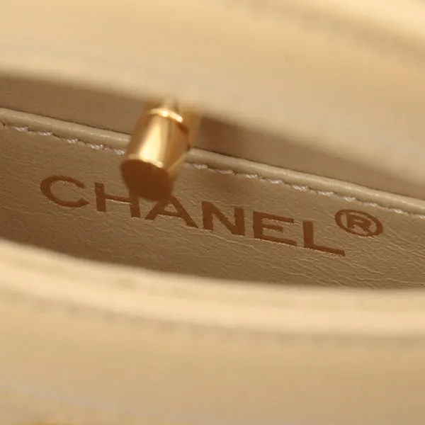 Chanel Around 1990 Made Turn-Lock Mini 2Way Chain Bag Beige