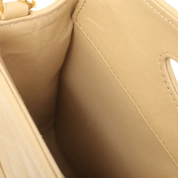 Chanel Around 1990 Made Turn-Lock Mini 2Way Chain Bag Beige