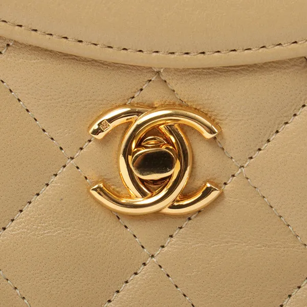 Chanel Around 1990 Made Turn-Lock Mini 2Way Chain Bag Beige