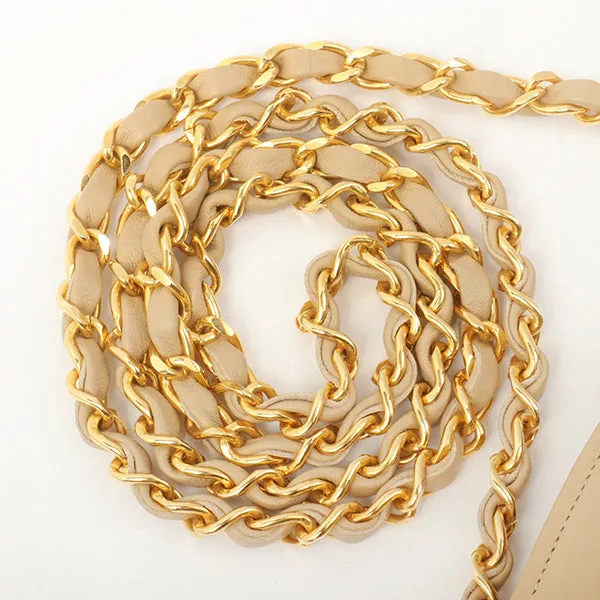 Chanel Around 1990 Made Turn-Lock Mini 2Way Chain Bag Beige