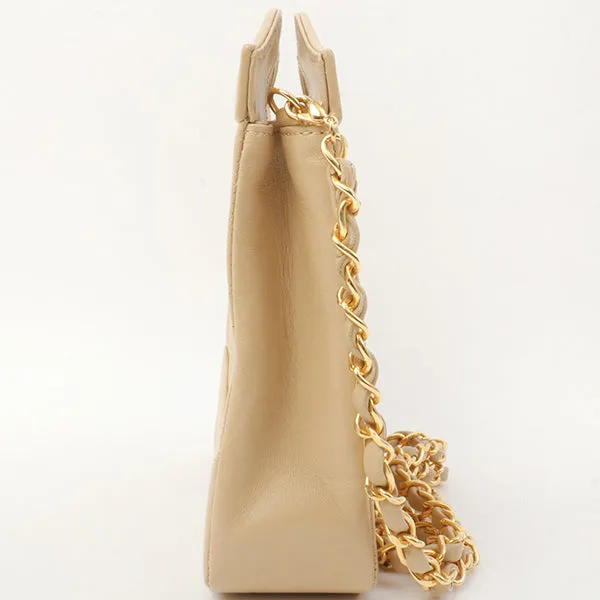 Chanel Around 1990 Made Turn-Lock Mini 2Way Chain Bag Beige
