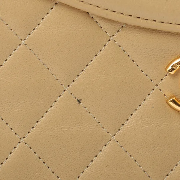 Chanel Around 1990 Made Turn-Lock Mini 2Way Chain Bag Beige