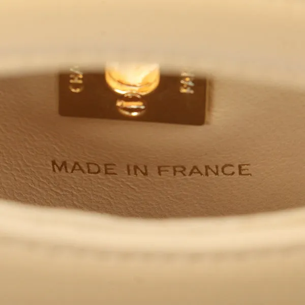Chanel Around 1990 Made Turn-Lock Mini 2Way Chain Bag Beige