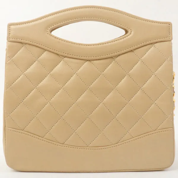 Chanel Around 1990 Made Turn-Lock Mini 2Way Chain Bag Beige