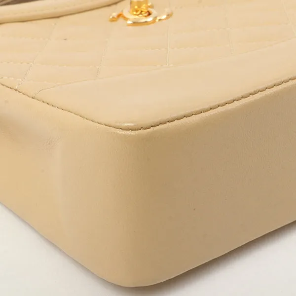 Chanel Around 1990 Made Turn-Lock Mini 2Way Chain Bag Beige